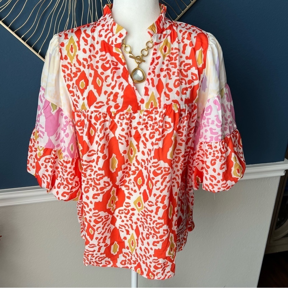NWOT - Stunning Women's Multicolor Patterned Top - Size Large - Picture 3 of 8